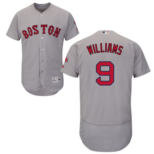 Red Sox #9 Ted Williams Grey Flexbase Authentic Collection Stitched MLB Jersey - Click Image to Close
